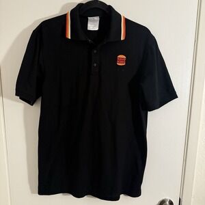 Burger King Mens Black Short Sleeve Polo Shirt Size Medium Bundle Of 2